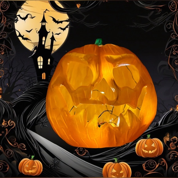 Unbranded Other - Halloween Light-Up Pumpkin Decor Repurposed LED Jack-o’-Lantern Eco-Friendly